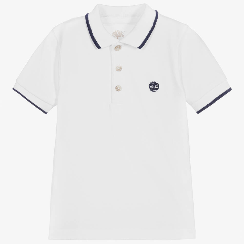Timberland - Boys White Polo Shirt | Childrensalon