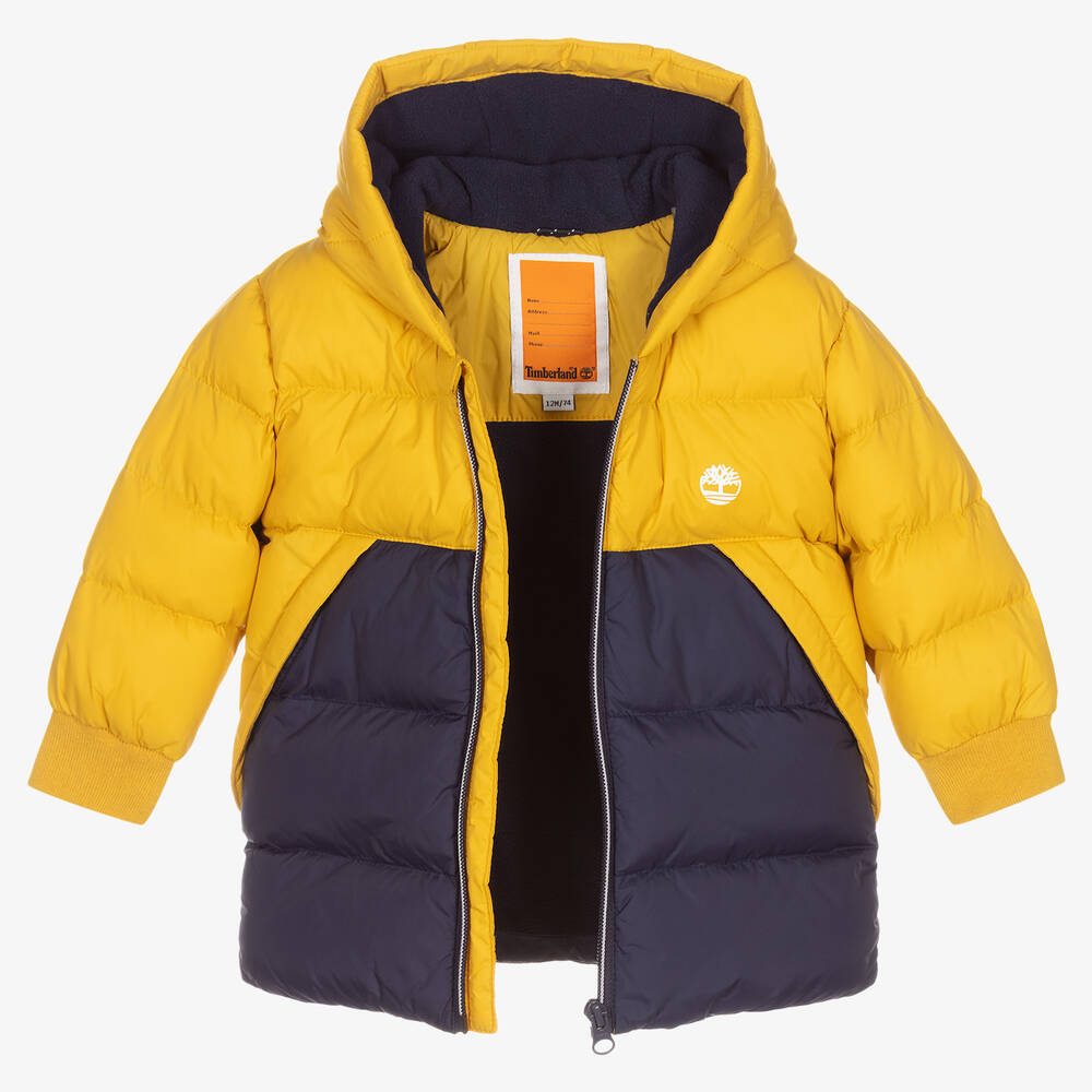 Timberland-معطف بافر أصفر وكحلي للأولاد | Childrensalon Outlet