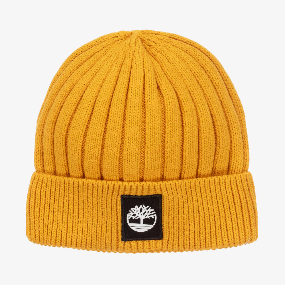 Timberland - Boys Yellow Cotton Knit Beanie Hat  | Childrensalon