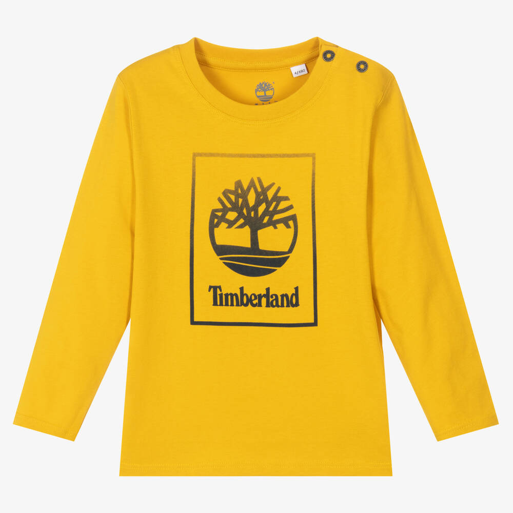 Timberland - توب قطن عضوي لون أصفر داكن للأولاد | Childrensalon
