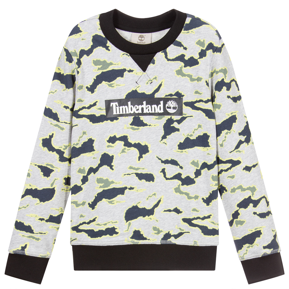 Timberland - Grey Camo Logo Sweatshirt | Childrensalon