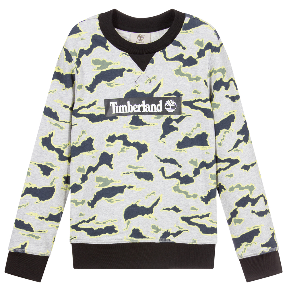 Timberland - Sweat gris Camo | Childrensalon