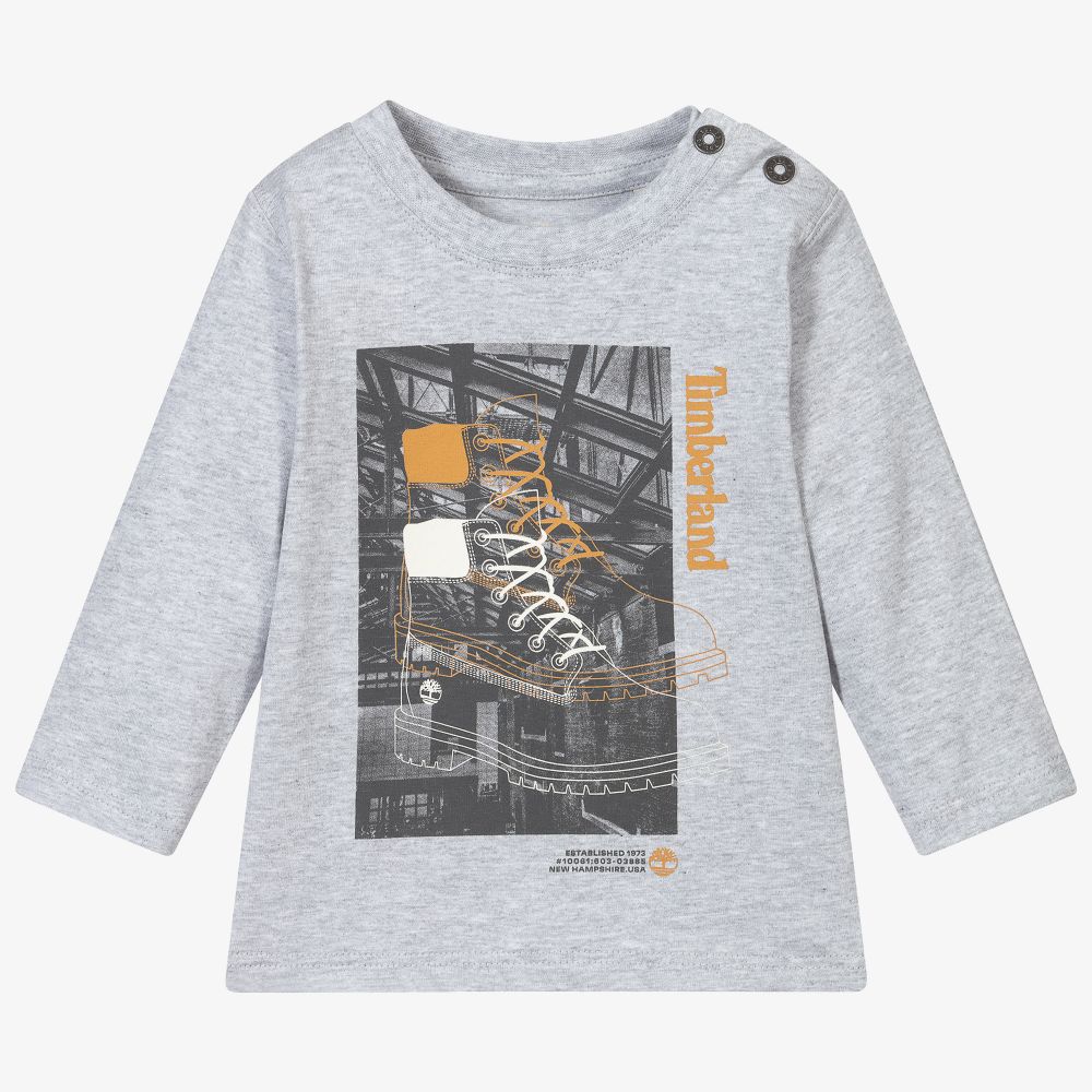 Timberland - Grey Organic Cotton Top | Childrensalon