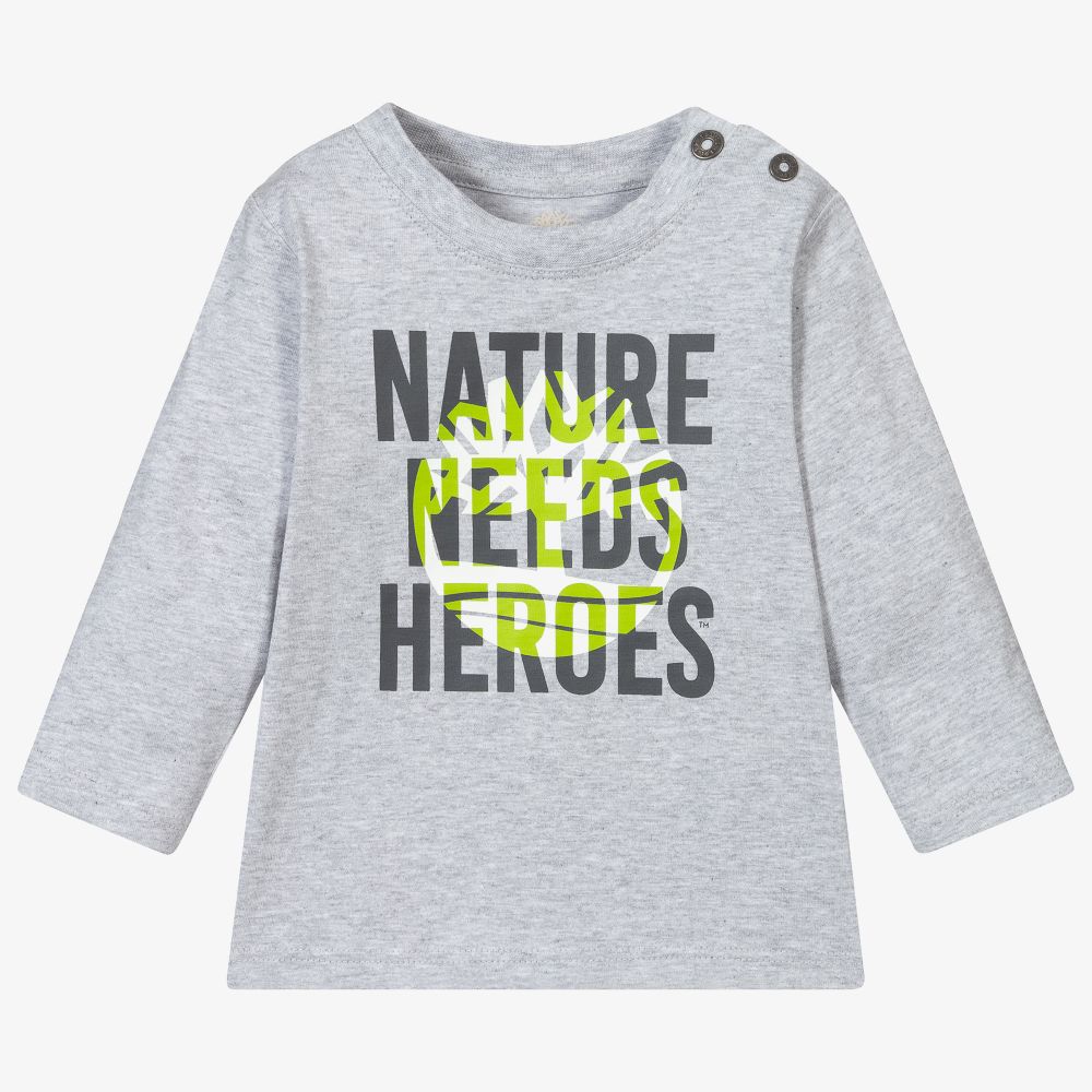 Timberland - Haut gris en coton biologique | Childrensalon