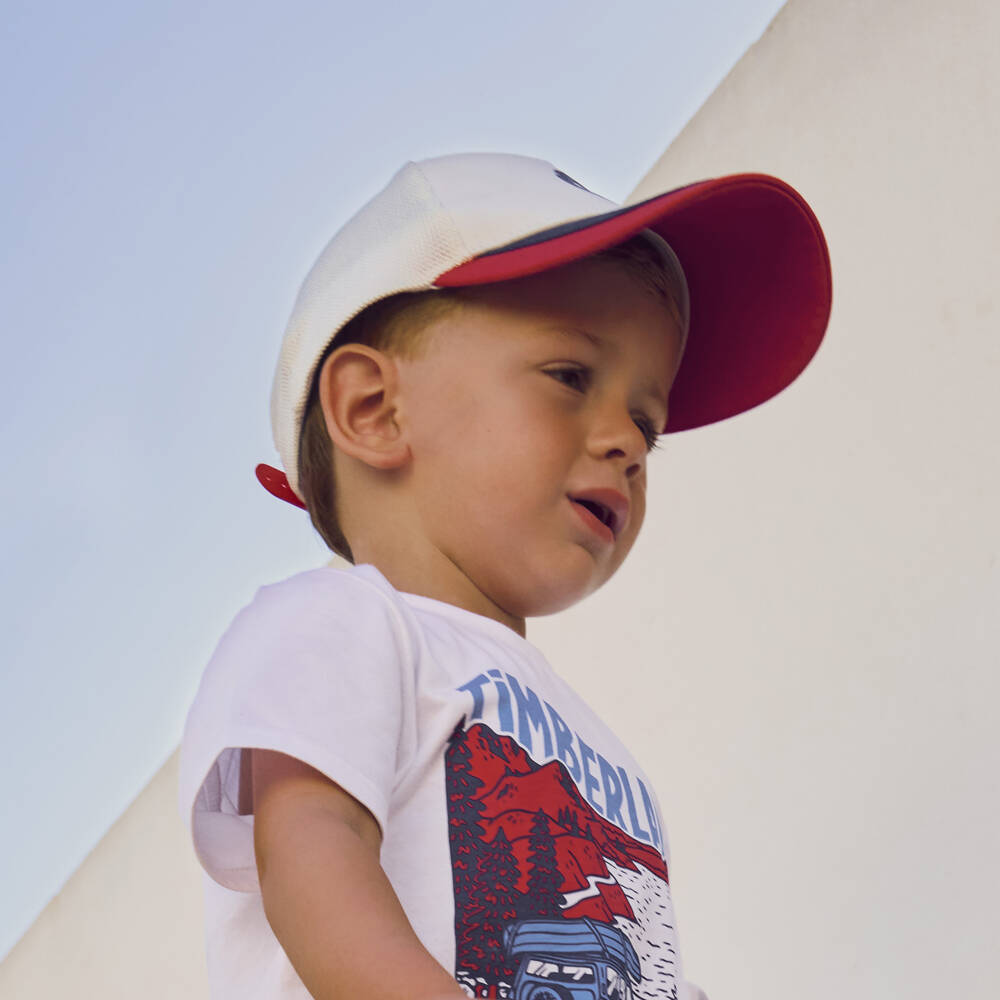 Timberland-Ivory And Red Cap | Childrensalon Outlet