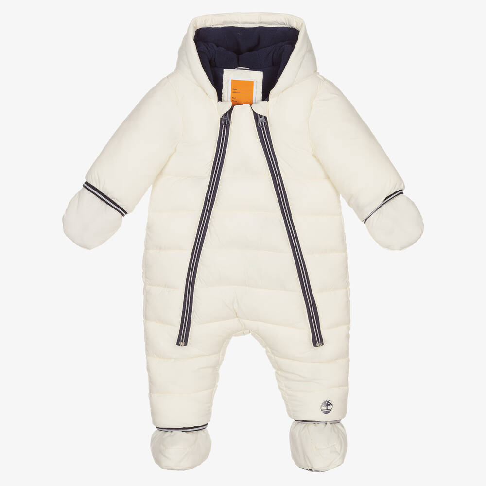 Timberland - Ivory Padded Baby Snowsuit | Childrensalon