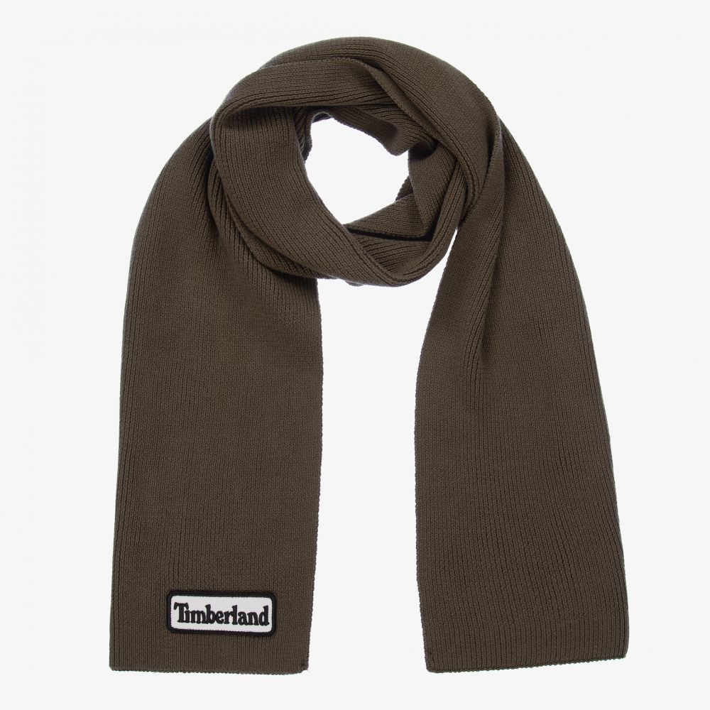 Timberland-Khaki Green Knitted Scarf  | Childrensalon Outlet