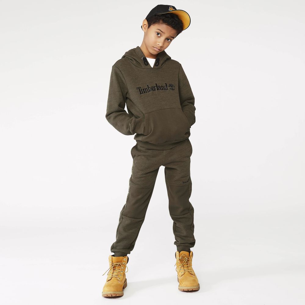 Green top timberland outfit
