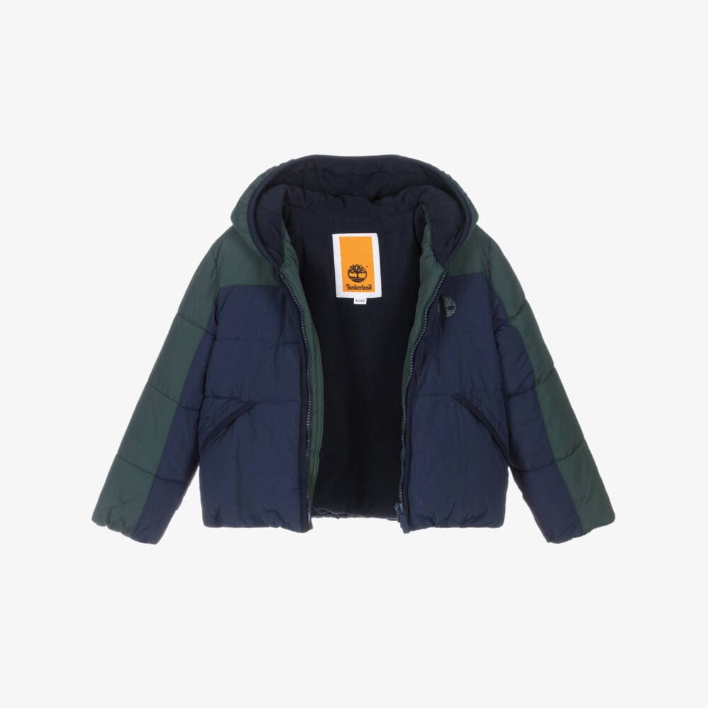 Timberland-Navy And Greencolour Block Jacket | Childrensalon Outlet
