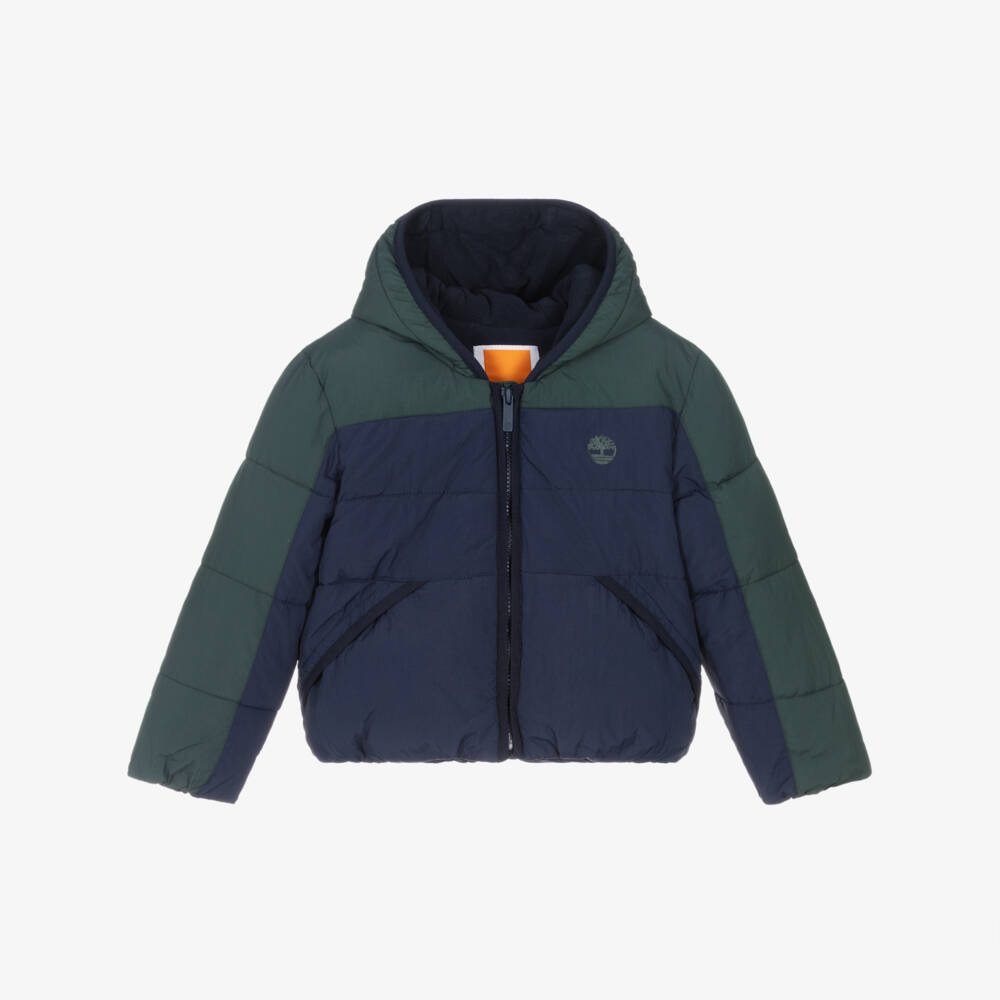 Timberland-Navy And Greencolour Block Jacket | Childrensalon Outlet
