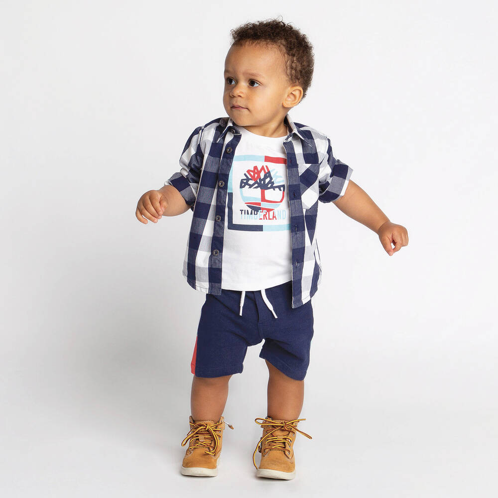 Timberland-Синие хлопковые шорты | Childrensalon Outlet