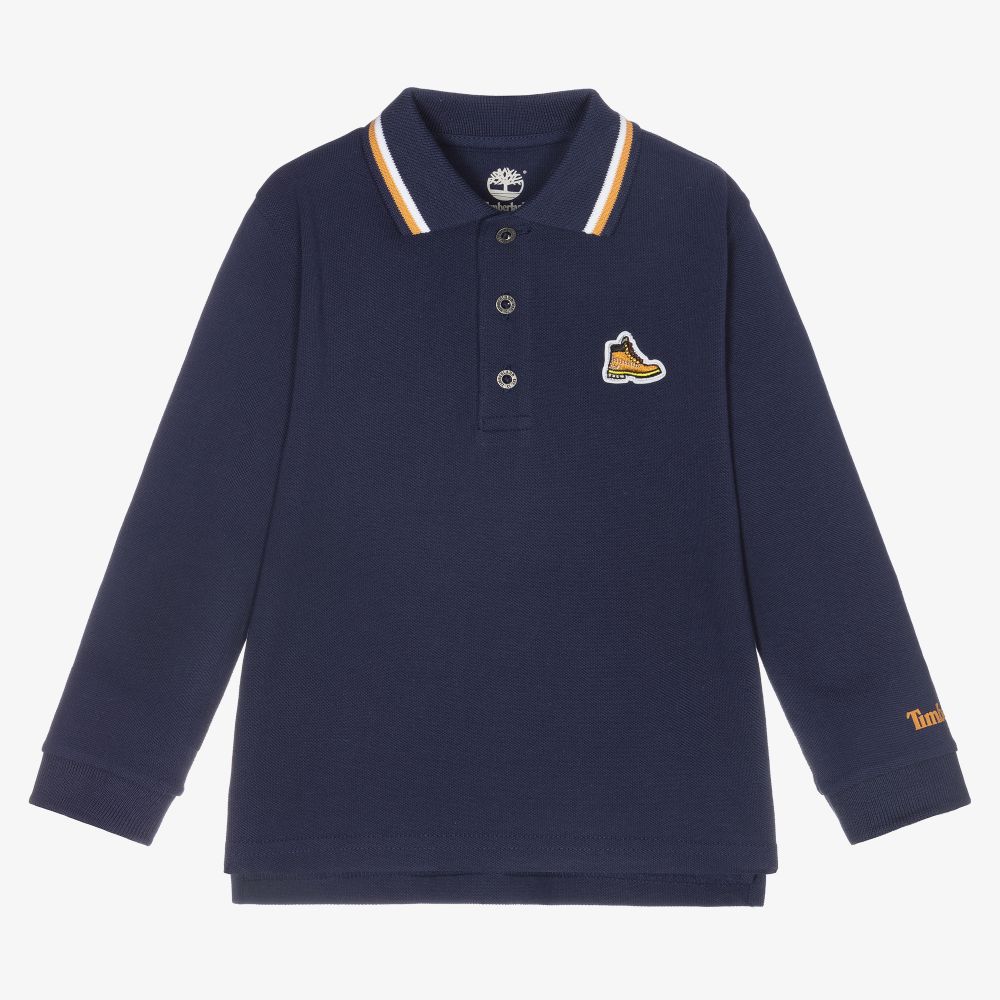 Timberland - Navy Blue Cotton Polo Shirt | Childrensalon