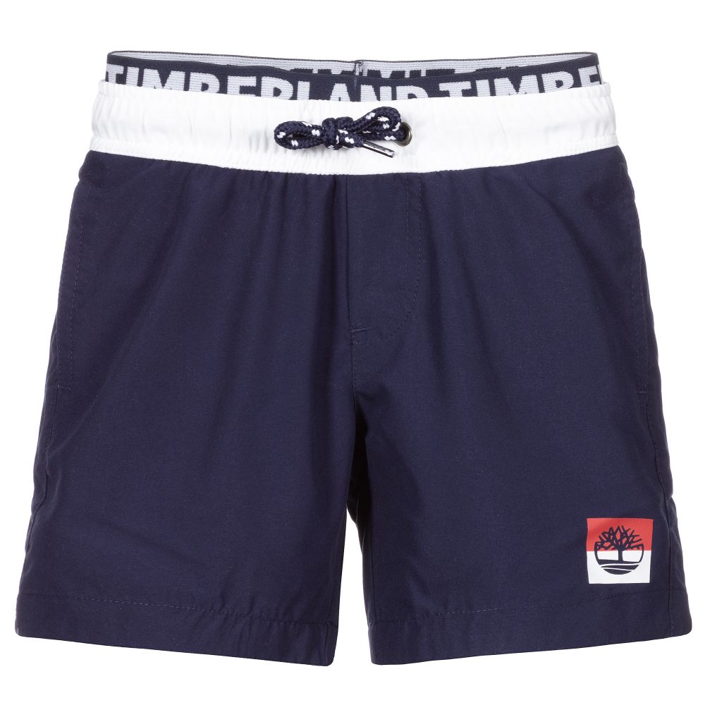 Timberland - Navy Blue Logo Swim Shorts | Childrensalon