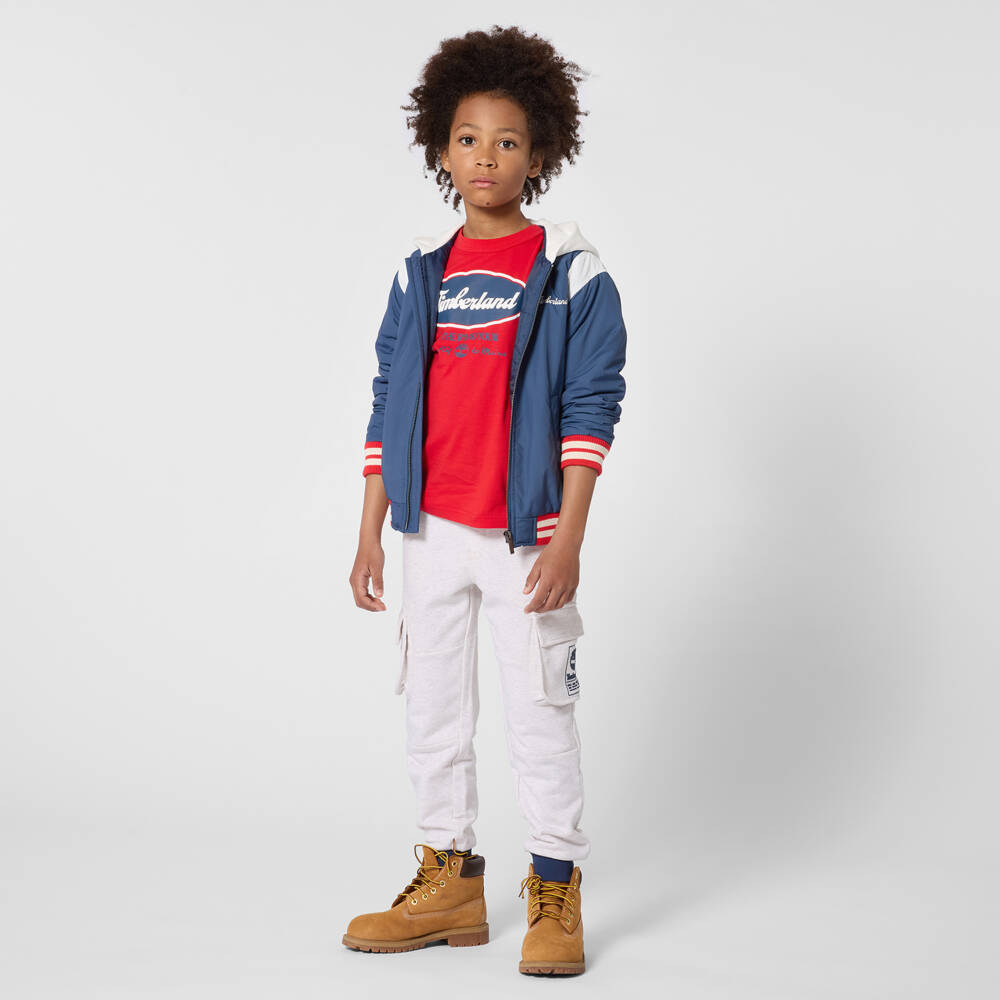 Timberland-Синяя куртка с капюшоном в стиле колледж для мальчиков | Childrensalon Outlet