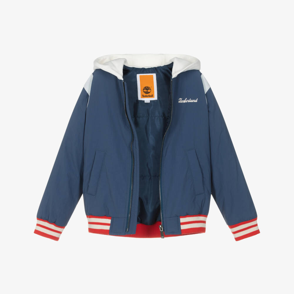 Timberland-Синяя куртка с капюшоном в стиле колледж для мальчиков | Childrensalon Outlet