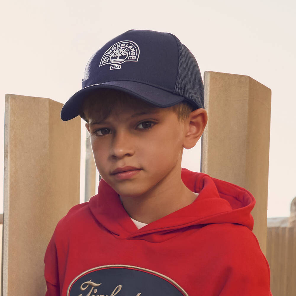 Timberland-Navy Mesh Hat | Childrensalon Outlet