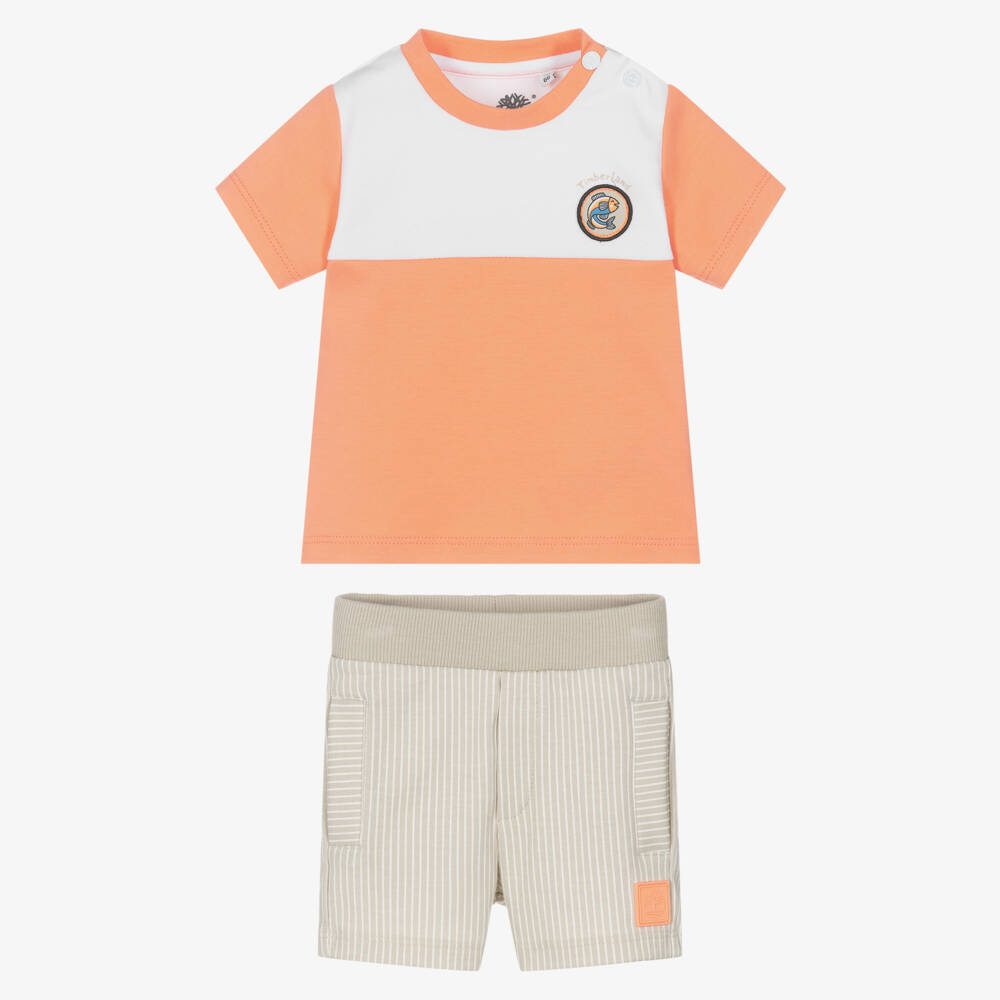 Timberland-Orange Logo Short Set | Childrensalon Outlet