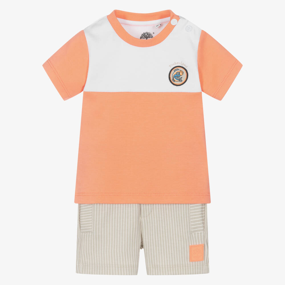 Timberland-Orange Logo Short Set | Childrensalon Outlet