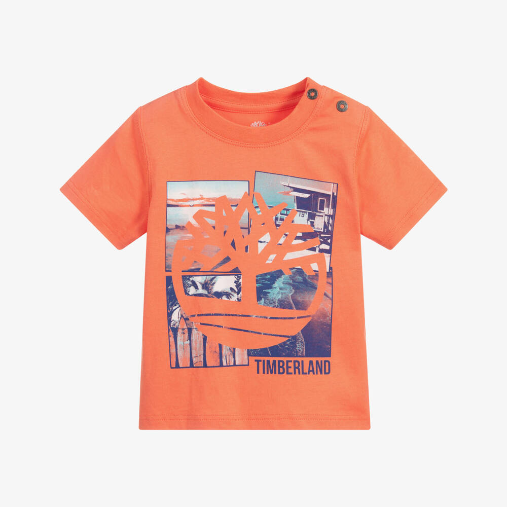 Timberland-Orange Organic Cotton T-Shirt | Childrensalon Outlet
