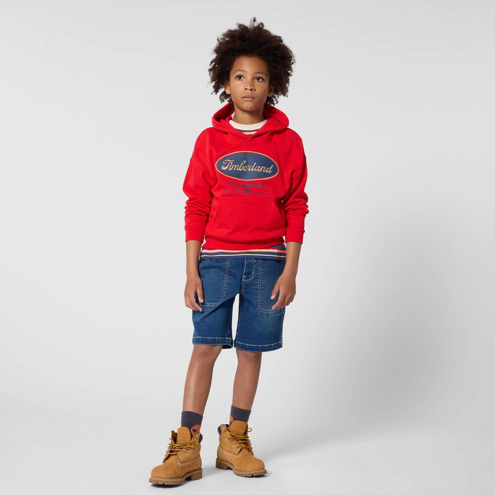 Timberland-Красный худи с логотипом для мальчиков | Childrensalon Outlet