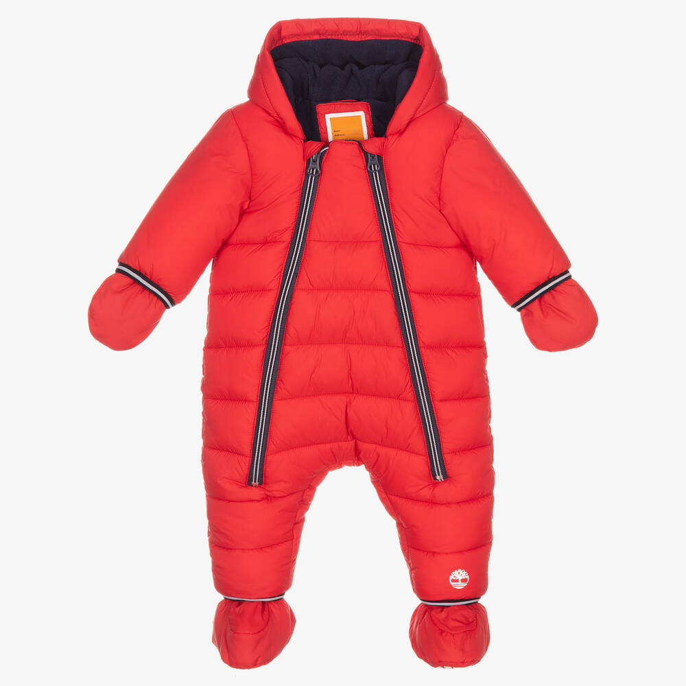 Timberland - أوفرول للثلج مبطن لون أحمر للمواليد | Childrensalon