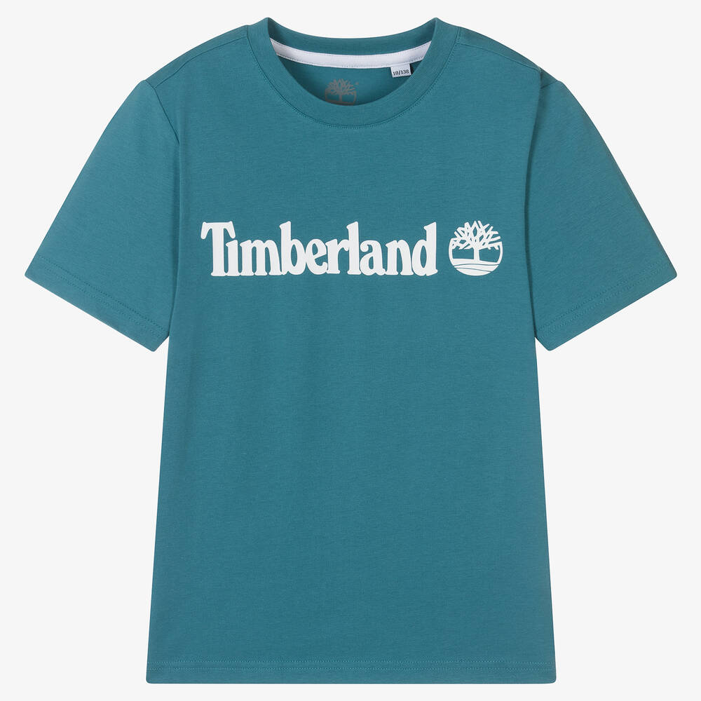 Timberland - تيشيرت تينز ولادي قطن عضوي لون أزرق أكوا | Childrensalon