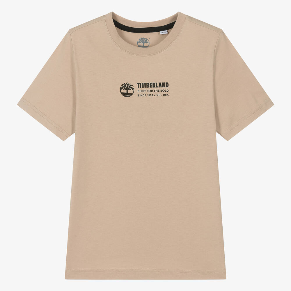 Timberland-Teen Boys Beige Cotton T-Shirt | Childrensalon Outlet