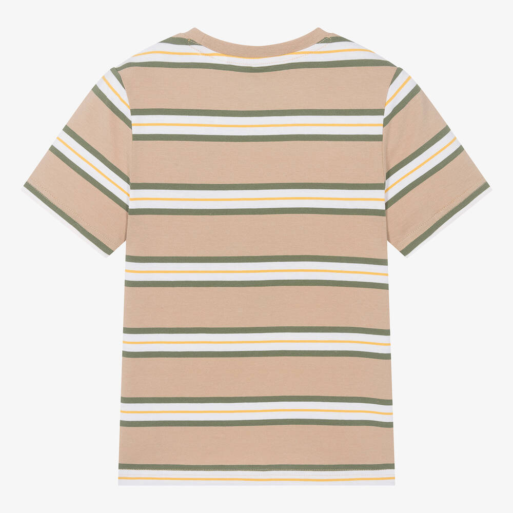 Timberland-Teen Boys Beige Stripe Cotton T-Shirt | Childrensalon Outlet
