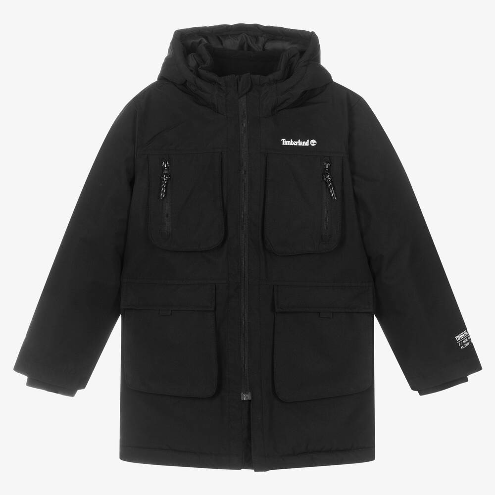 Timberland - Teen Boys Black Hooded Coat | Childrensalon