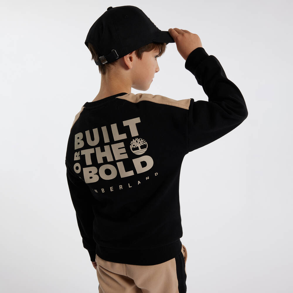 Timberland-Teen Boys Black Organic Cotton Sweatshirt | Childrensalon Outlet