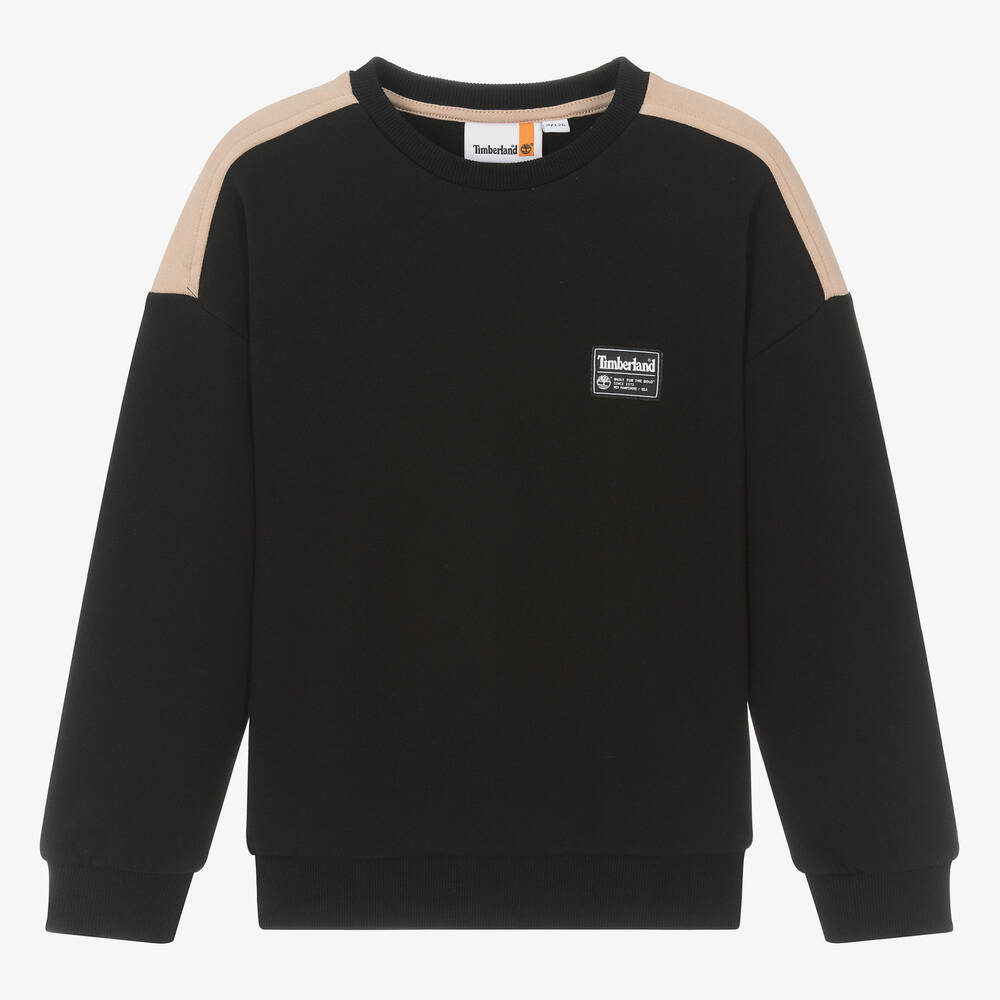 Timberland Teen Boys Black Organic Cotton Sweatshirt Childrensalon Outlet