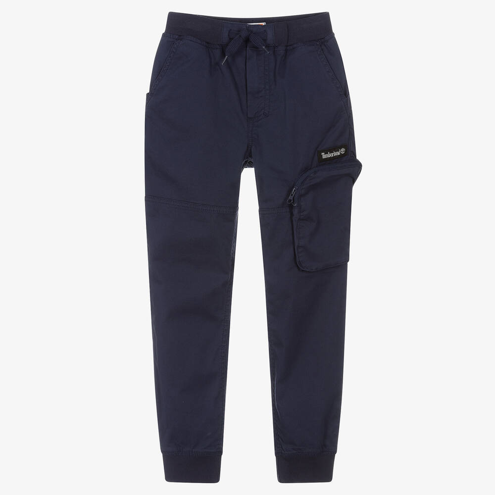 Timberland - Pantalon cargo bleu en coton ado | Childrensalon