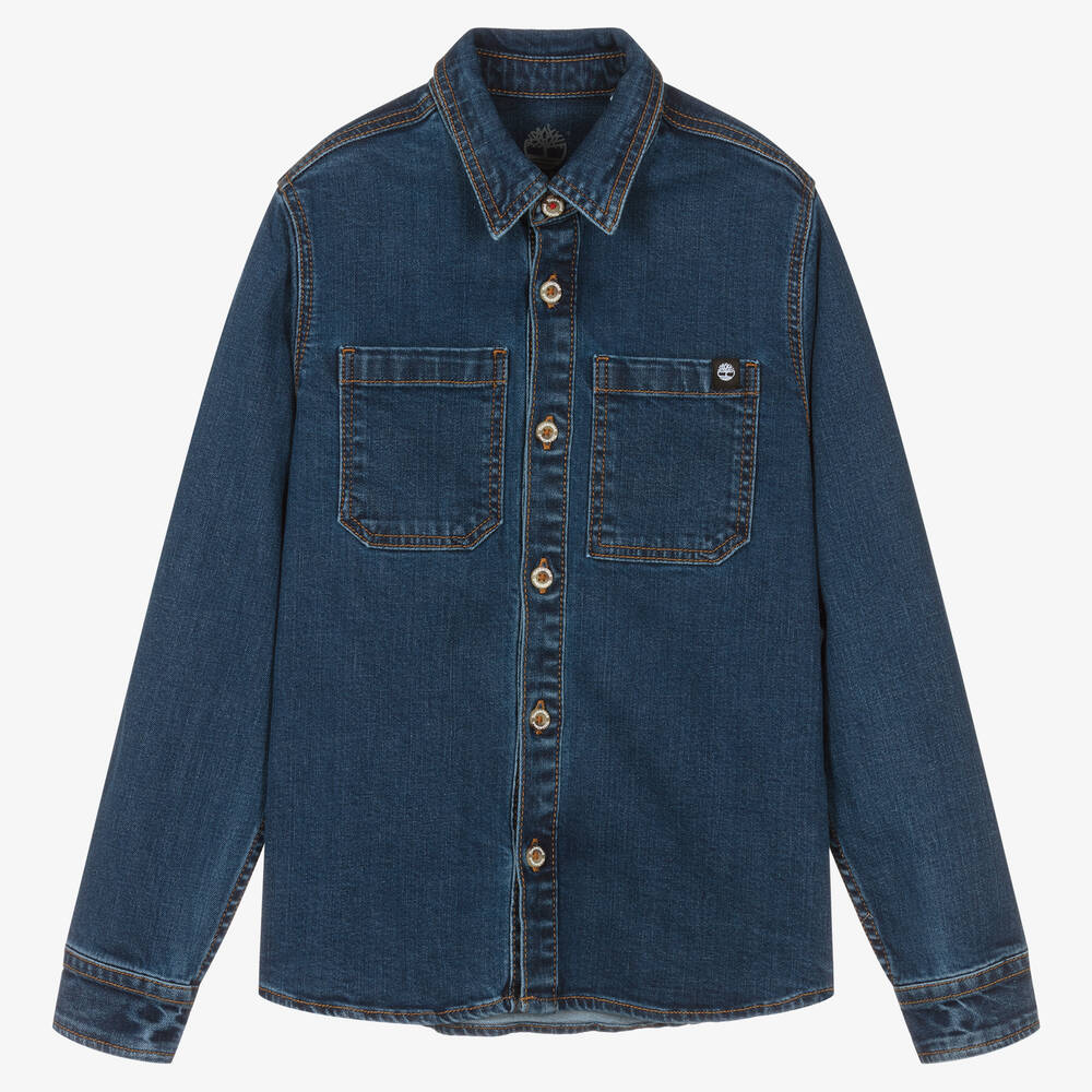 Timberland - Teen Boys Blue Cotton Denim Shirt | Childrensalon