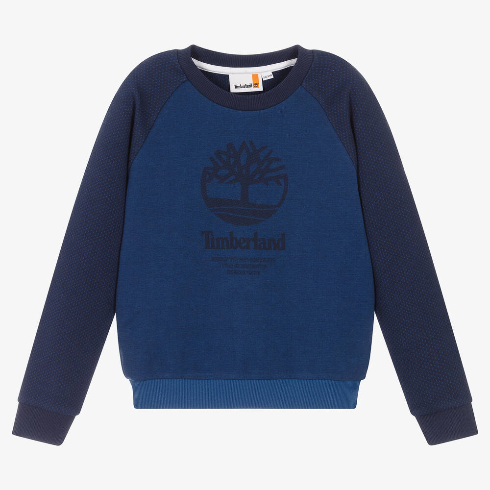 Timberland - Teen Boys Blue Cotton Logo Sweatshirt | Childrensalon
