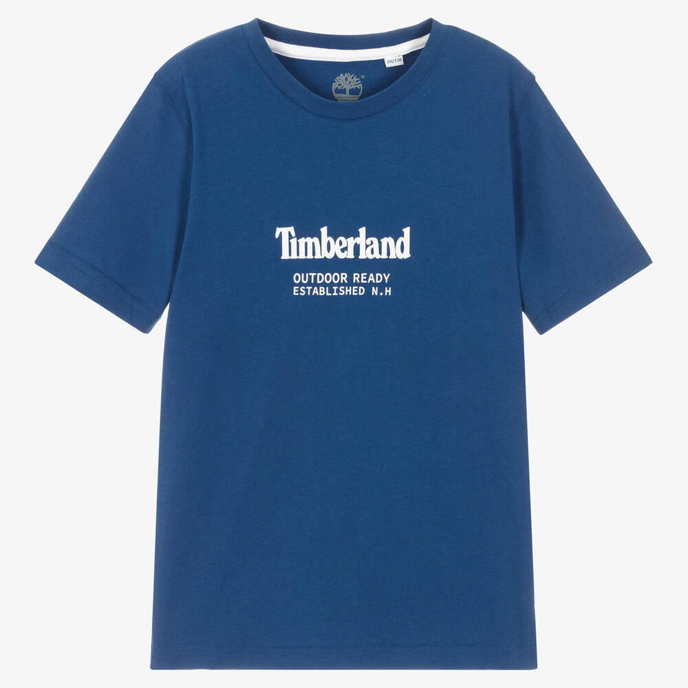 Timberland - Teen Boys Blue Cotton Logo T-Shirt | Childrensalon