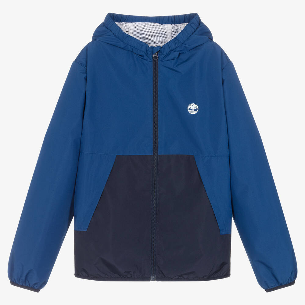 Timberland - Coupe-vent à capuche bleu ado | Childrensalon