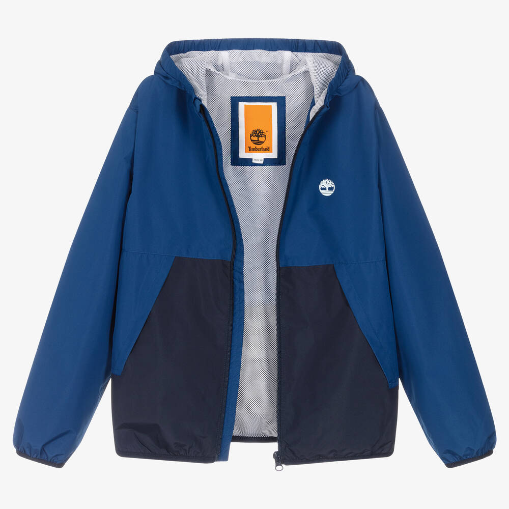 Timberland-جاكيت هودي واقي من الرياح تينز ولادي لون أزرق | Childrensalon Outlet