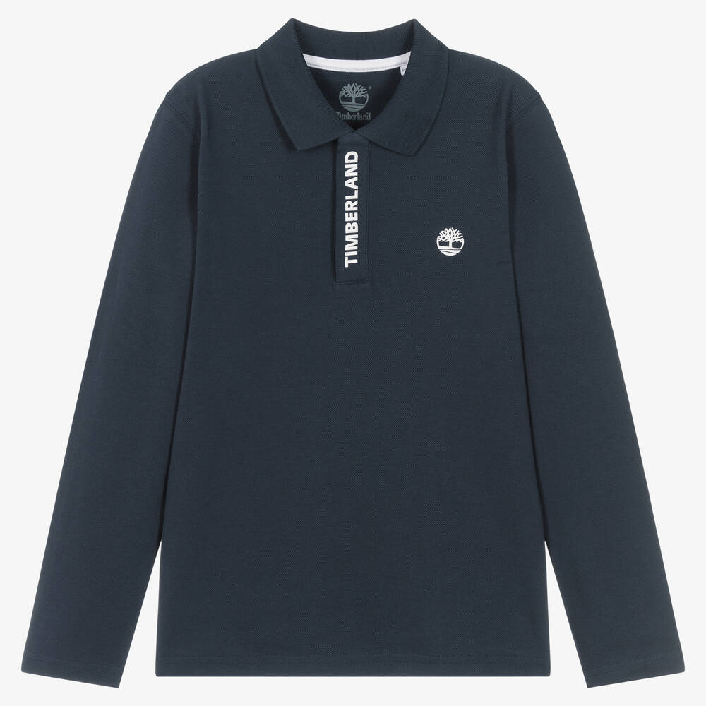 Timberland - Teen Boys Blue Organic Cotton Polo Shirt | Childrensalon