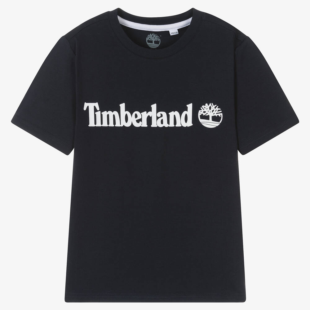 Timberland - تيشيرت تينز ولادي قطن عضوي لون كحلي | Childrensalon