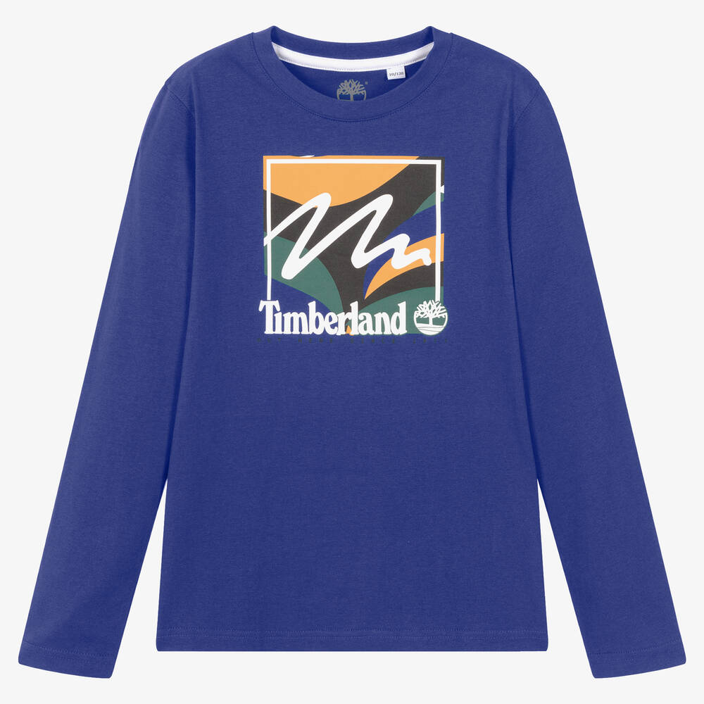 Timberland - Blaues Teen Biobaumwoll-Oberteil  | Childrensalon