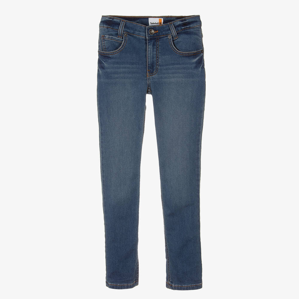 Timberland - Jean slim bleu en jersey ado garçon | Childrensalon