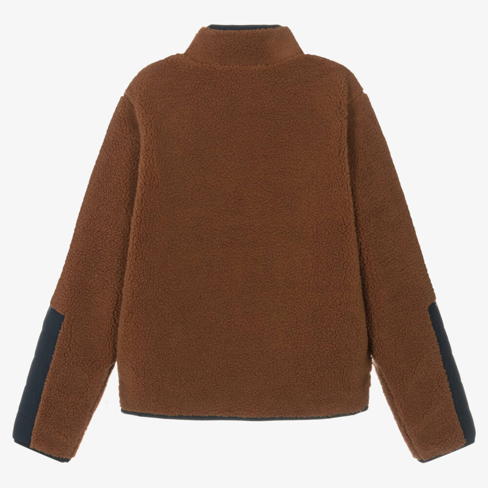 Timberland-Teen Boys Brown Teddy Fleece Zip-Up Top | Childrensalon Outlet