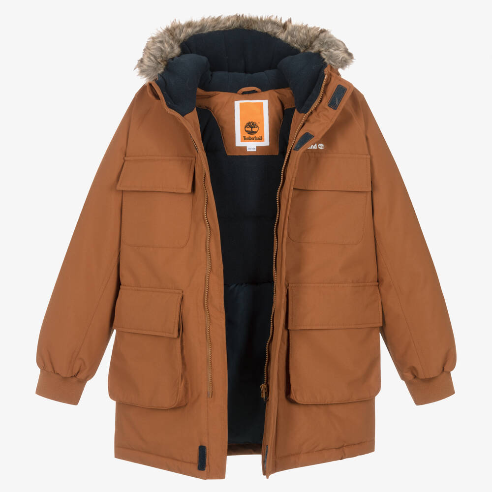 Timberland-Teen Boys Brown Water-Repellent Parka Coat | Childrensalon Outlet