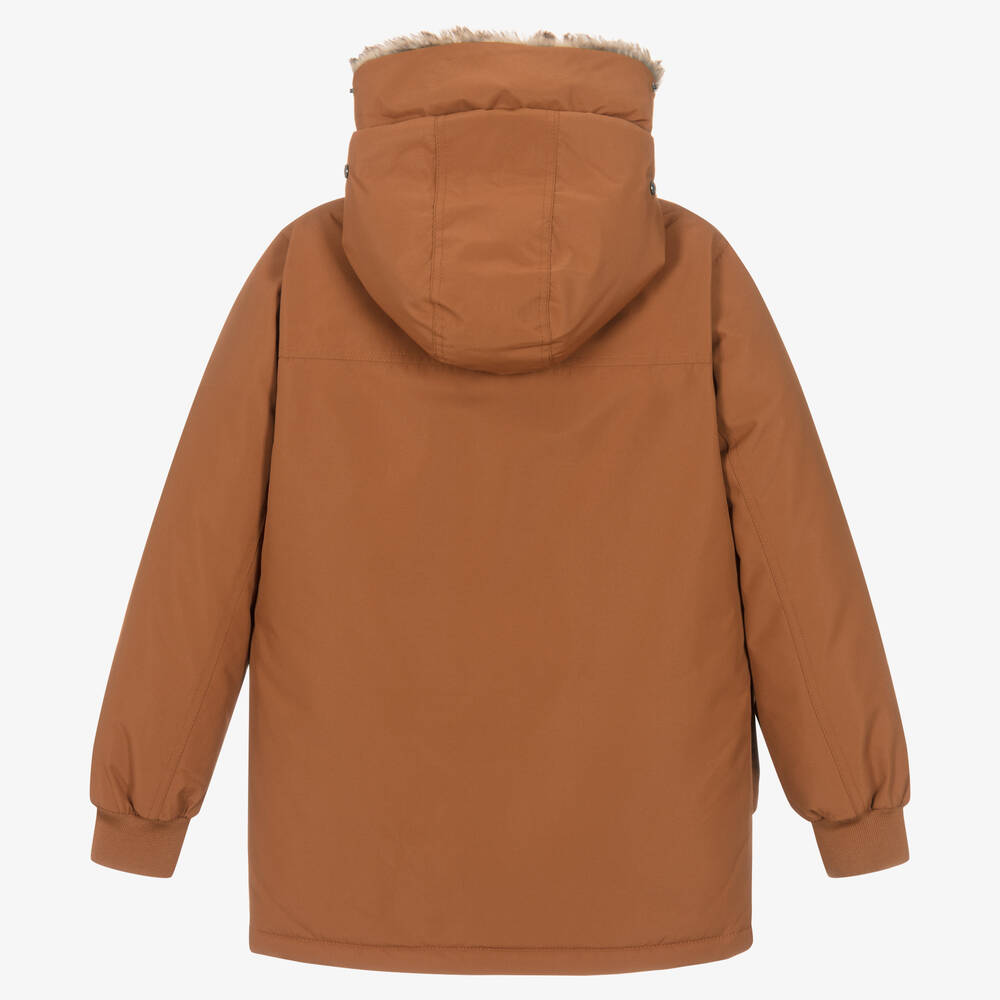 Timberland Teen Boys Brown Water Repellent Parka Coat