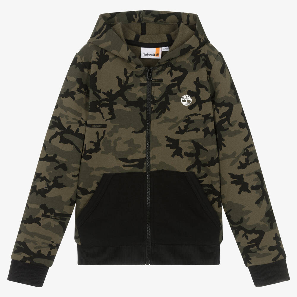 Timberland - Sweat à capuche camouflage zippé  | Childrensalon