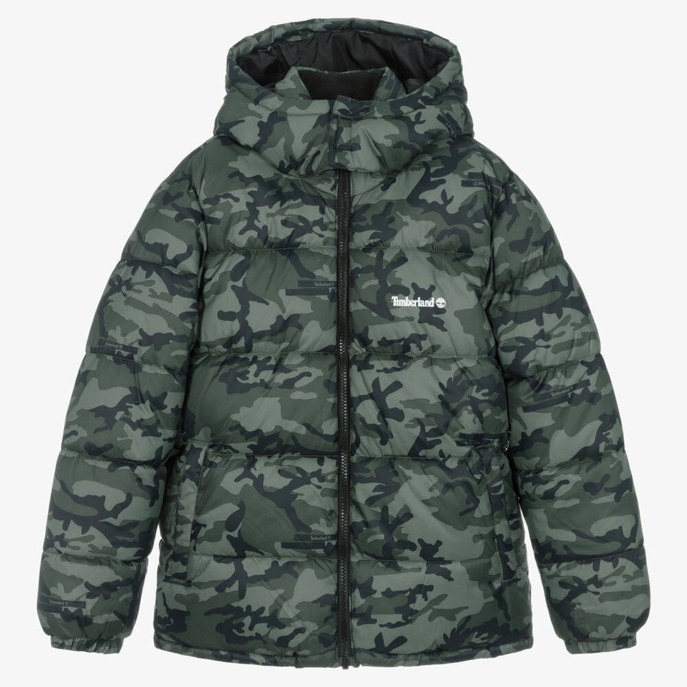 Timberland - Doudoune vert camouflage ado garçon | Childrensalon