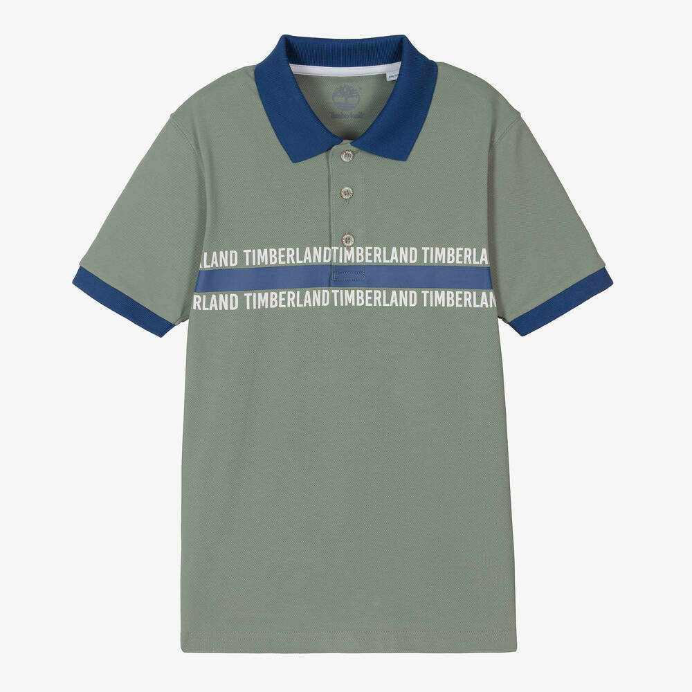 Timberland - Teen Boys Green Cotton Piqué Polo Shirt | Childrensalon