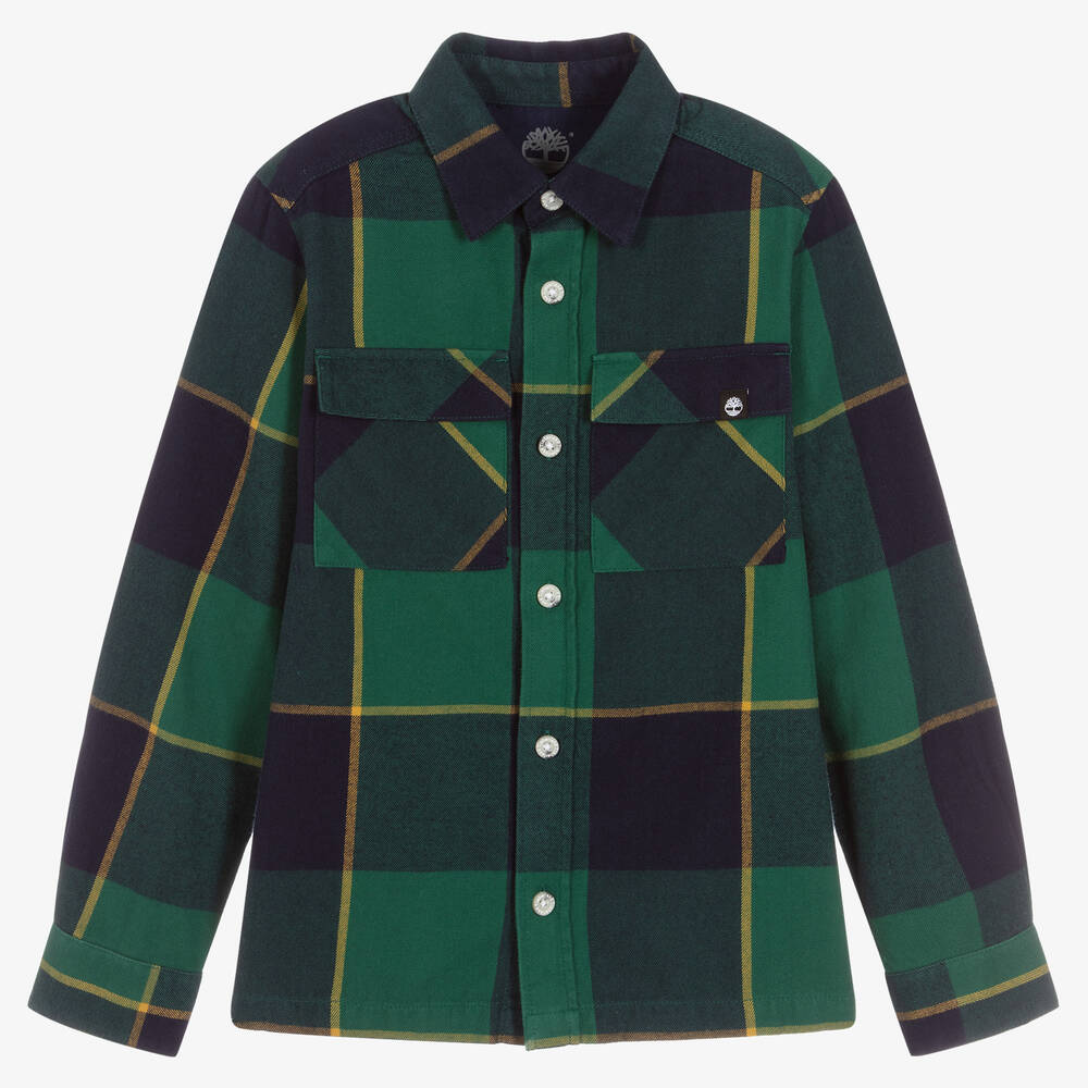 Timberland - Зеленая фланелевая рубашка для мальчиков-подростков | Childrensalon