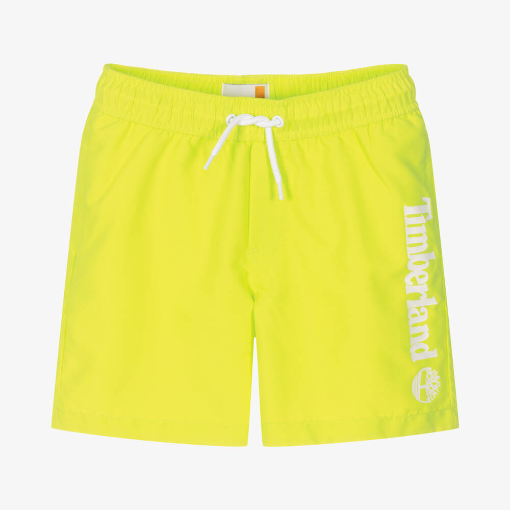 Timberland - Teen Boys Green Logo Swim Shorts | Childrensalon