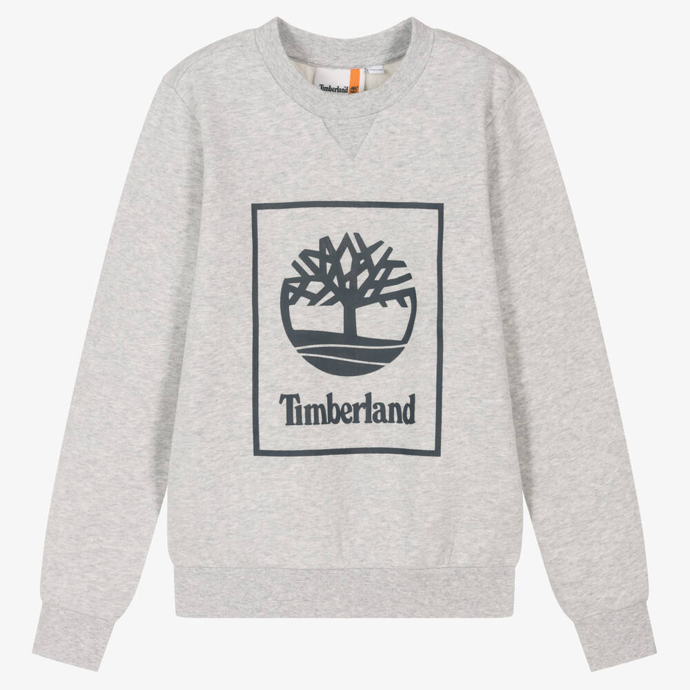 Timberland - سويتشيرت تينز ولادي قطن جيرسي لون رمادي | Childrensalon